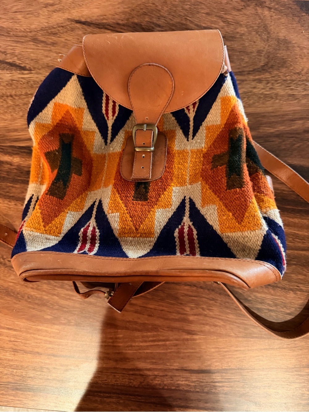 Malqui Artesanias Leather-Trim Hippie/Boho Backpack Homemade in Ecuador